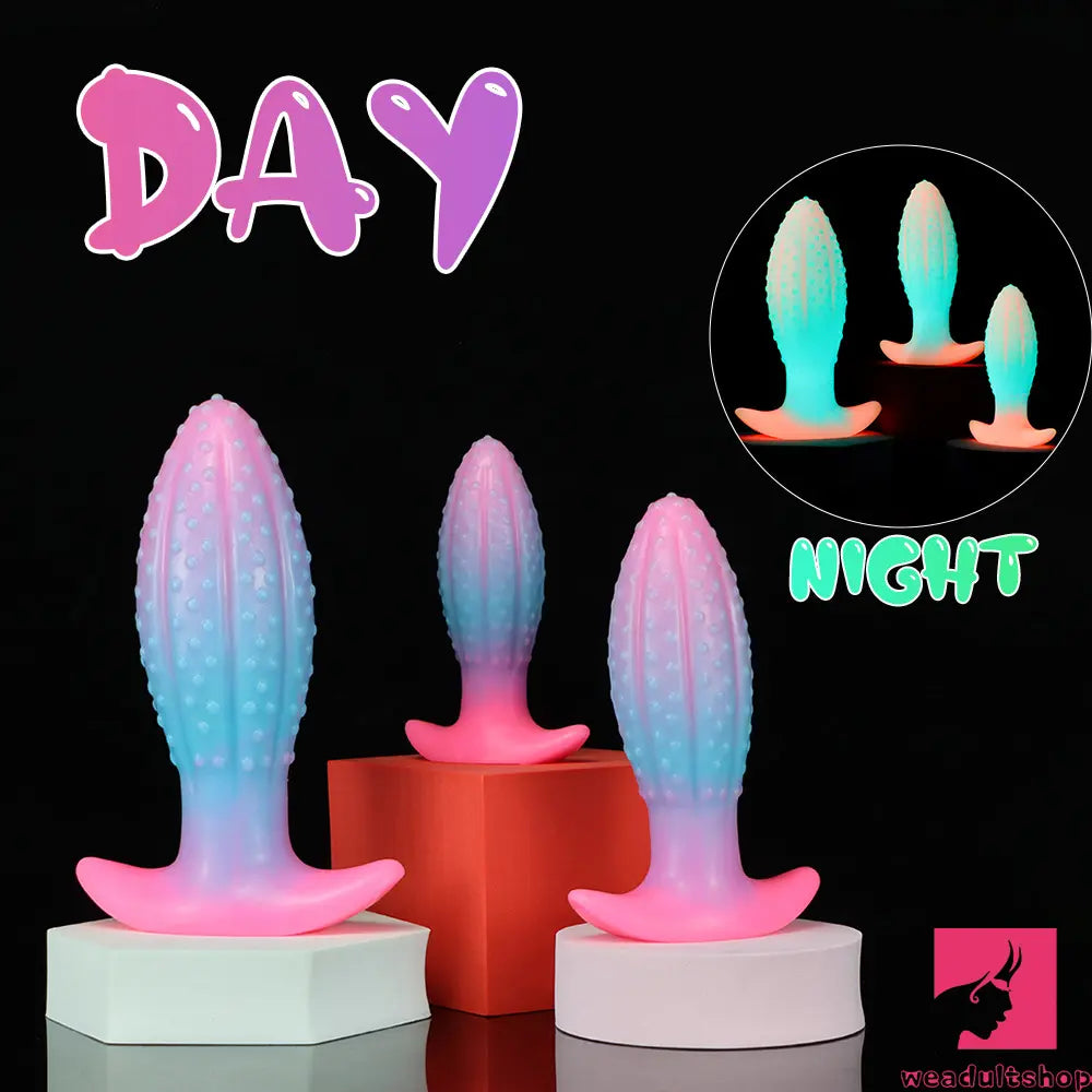 4.5in 5.67in 7.6in Small Silicone Soft Fluorescent Luminous Butt Plug Dildo