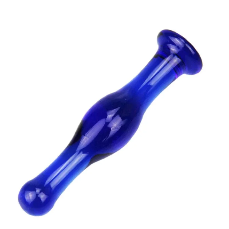 Blue Large Anal Glass Plug Dildo