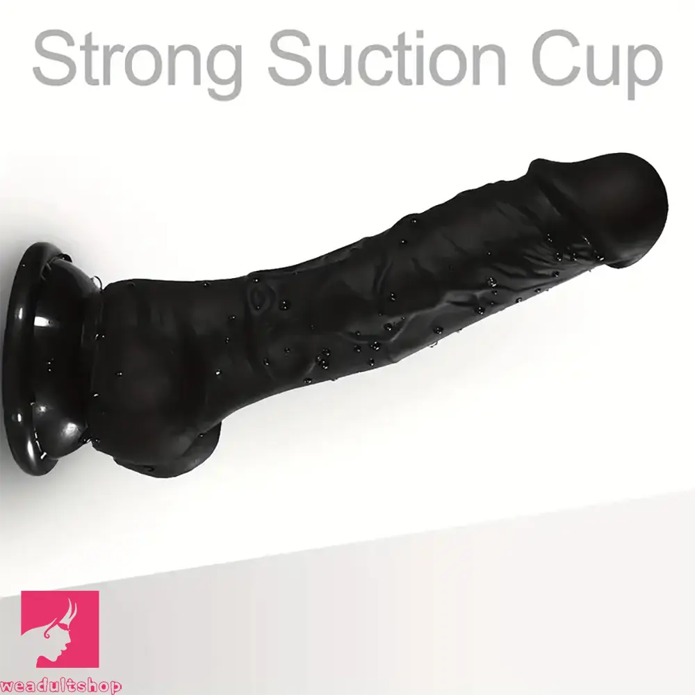 6.9in Realistic Skin-Feel Silicone Black Personal Massager Dildo