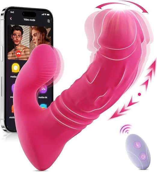 APP Controlled Thrusting Anal Dildo Clit Stimulator - Remoter Wearable G Spot Vibrator