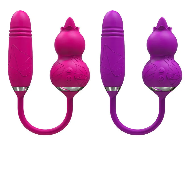 Double End Thrusting Anal Dildo Clit Stimulator - Realistic Gourd Silicone Female Sex Toys Gift