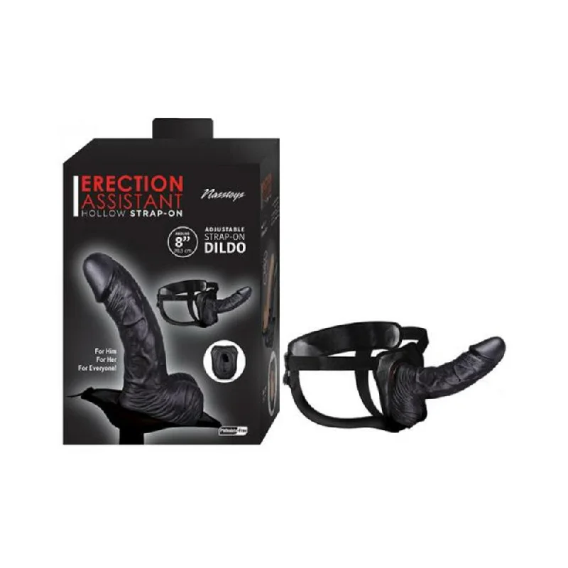 Erection Assist Hollow Strap-On 8in Bk