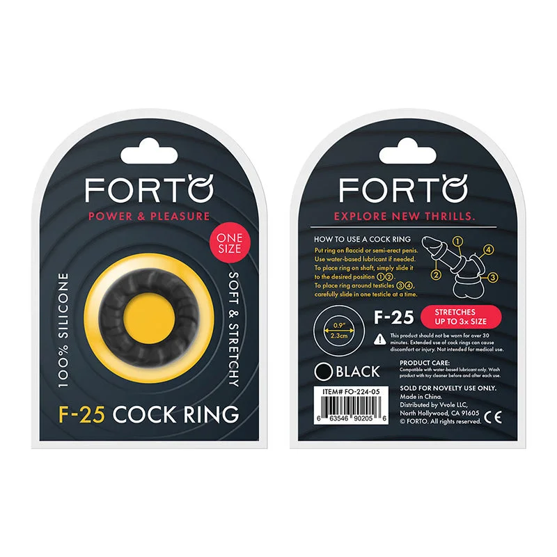 Forto F-25 Liquid Silicone Cockring 23mm Black