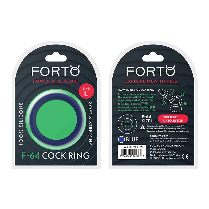 Forto F-64 Wide Liquid Silicone Cockring Large Blue