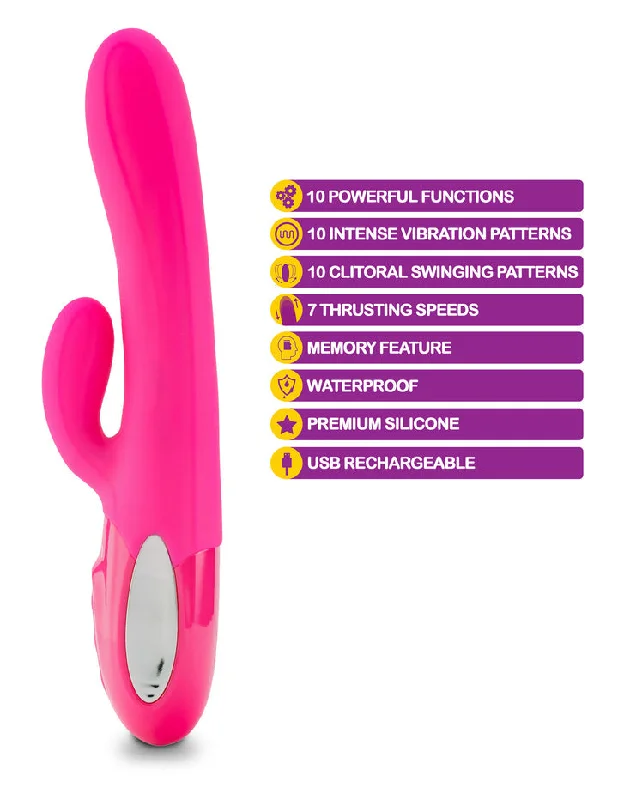 Hypnotic - Hot Pink - Thrusting Rabbit With Swinging Clitoral Stimulator