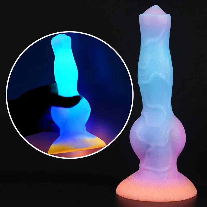 Luminous Dog Dildo Butt Plug - Silicone Lifelike Animal Dildos Vagina Prostate Massager