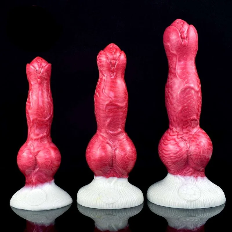 🐕 🐾 Erebus - Lifelike Canine Dog Dildo with Knot in 3 Sizes, Hellfire Color