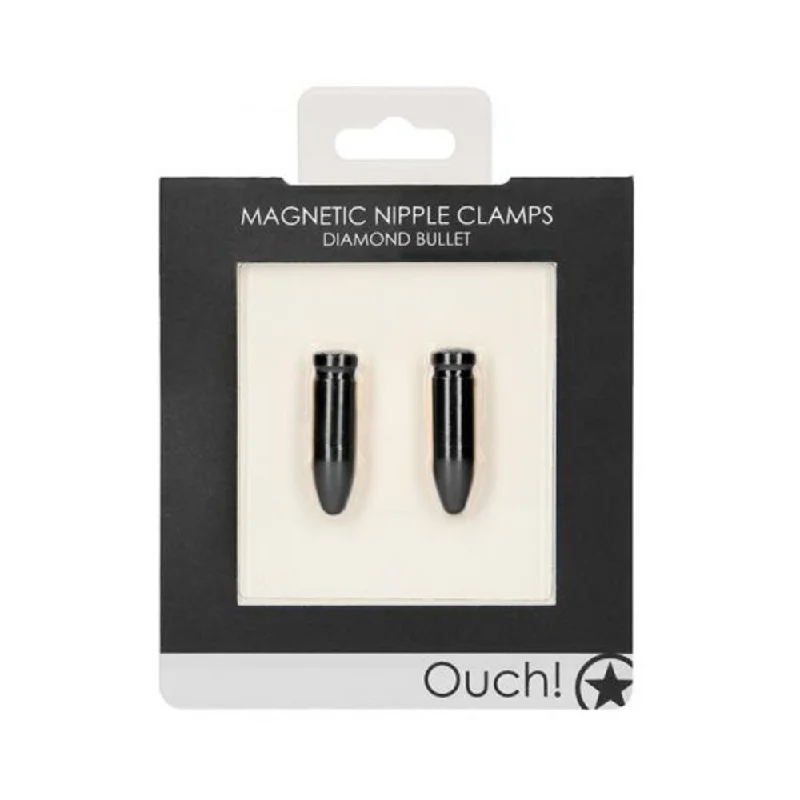 Ouch Magnetic Nipple Clamps - Diamond Bullet - Black