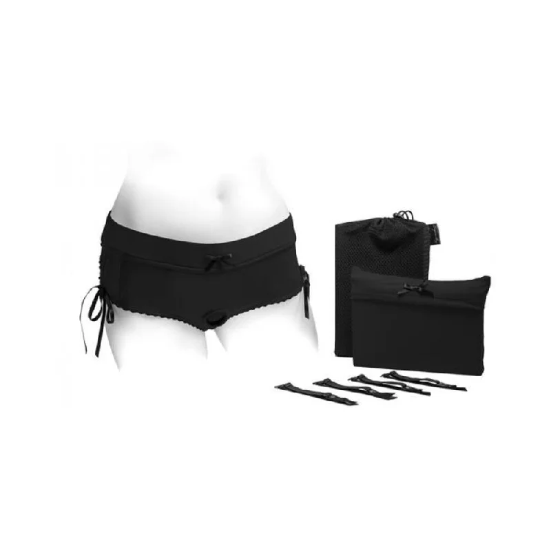 Spareparts Sasha Cinch Booty Short Harness Black Size Xs