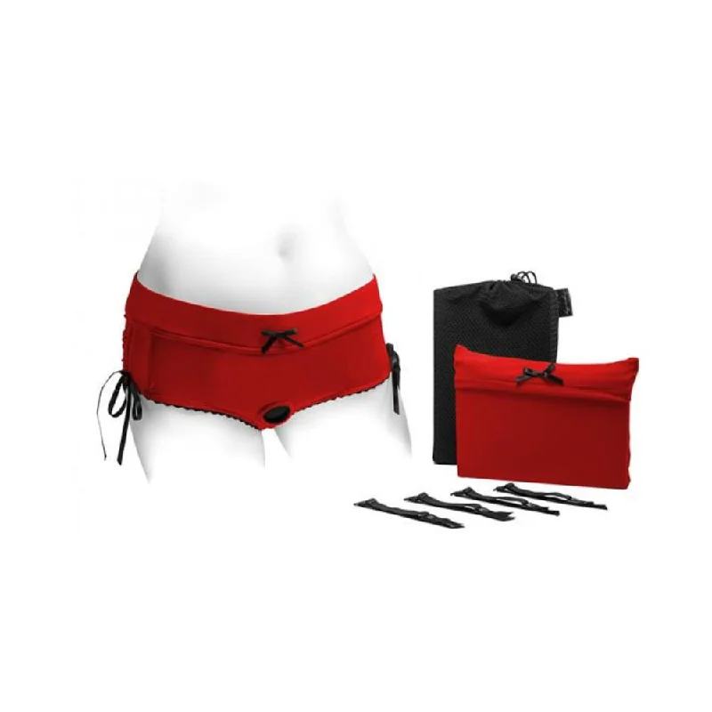 Spareparts Sasha Cinch Booty Short Harness Red/black Size L