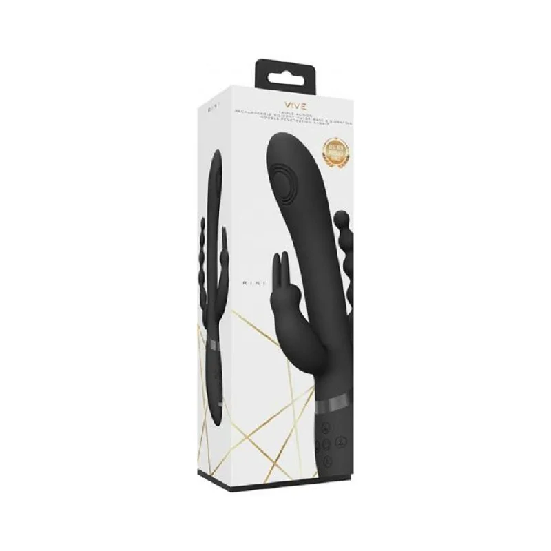 Vive - Rini Rechargeable Pulse-wave Triple-motor Silicone Rabbit - Black