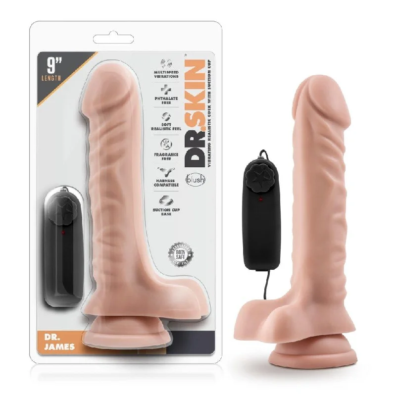 Dr Skin Dr James 9in Vibrating Cock with Suction Cup Vanilla