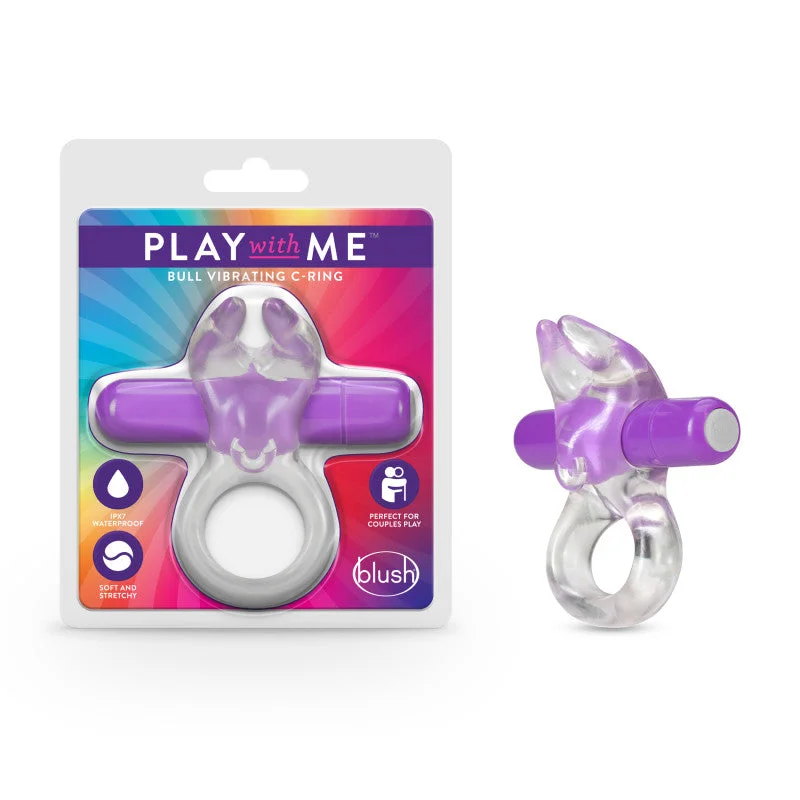 Play With Me Bull Vibrating C-Ring With Rabbit Ears Purple