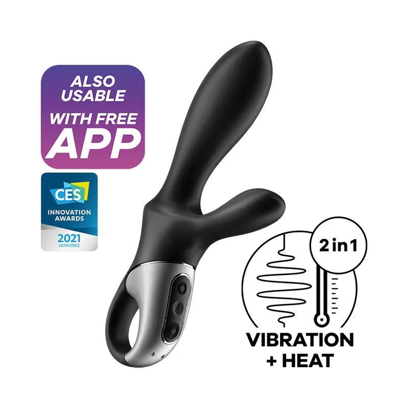 Satisfyer Heat Climax + Black USB Rechargeable Heating Anal Vibrator with App Control