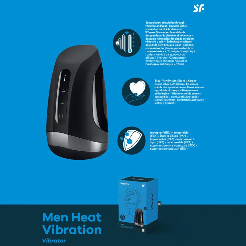 Satisfyer Men Heat Vibration - Black USB Rechargeable Masturbator