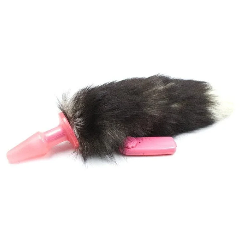 Vibrating Fox Tail Plug | Seductive Vibrating Pink Plastic Tail Plug|/|