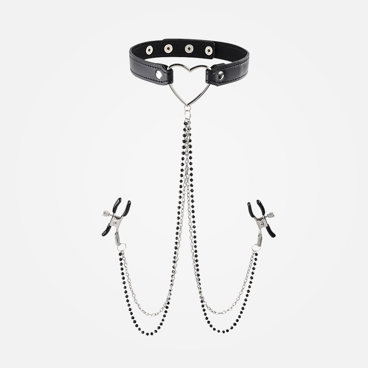 Sex & Mischief - Amor Black Collar with Nipple Clamps + Chain