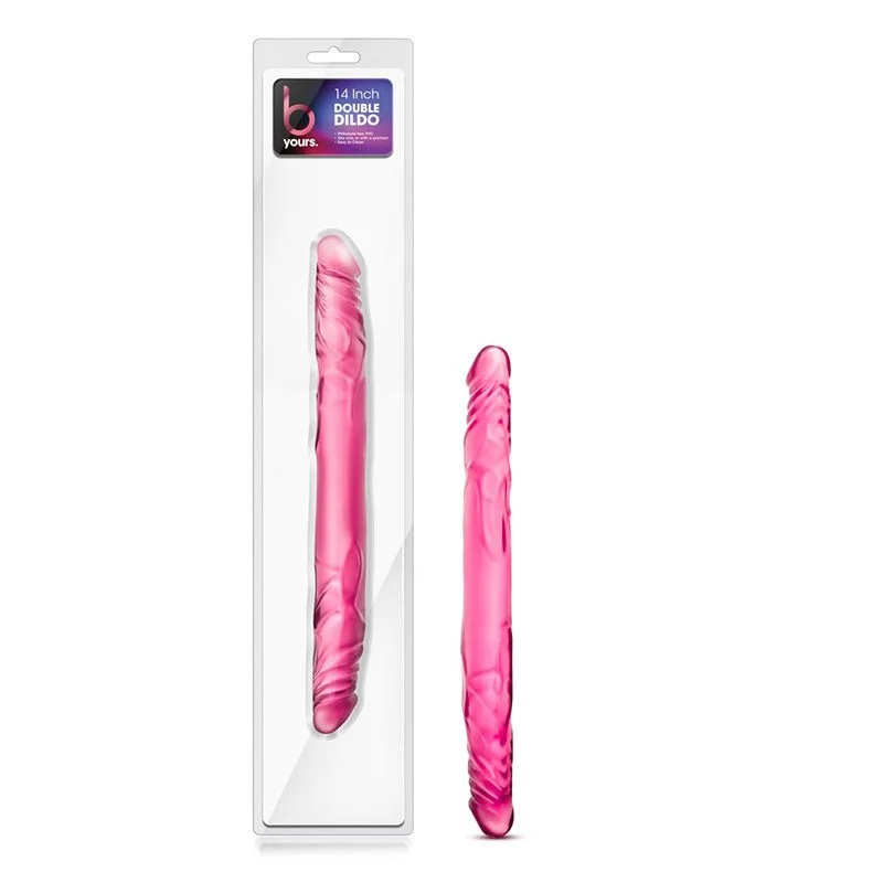 B Yours - 14in Double Dildo - Red