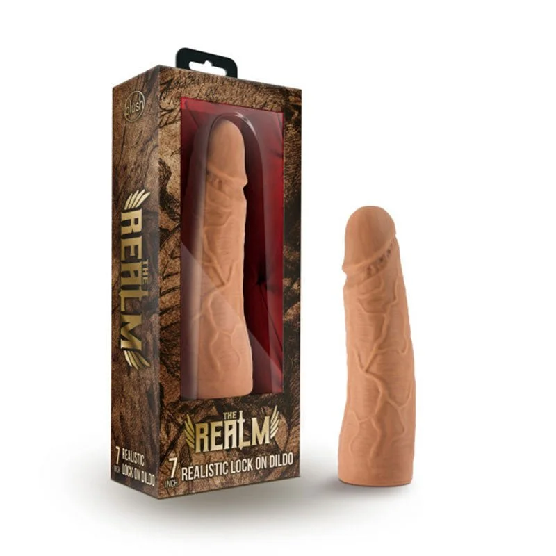 Blush The Realm Realistic 7 in. Silicone Lock On Dildo Tan