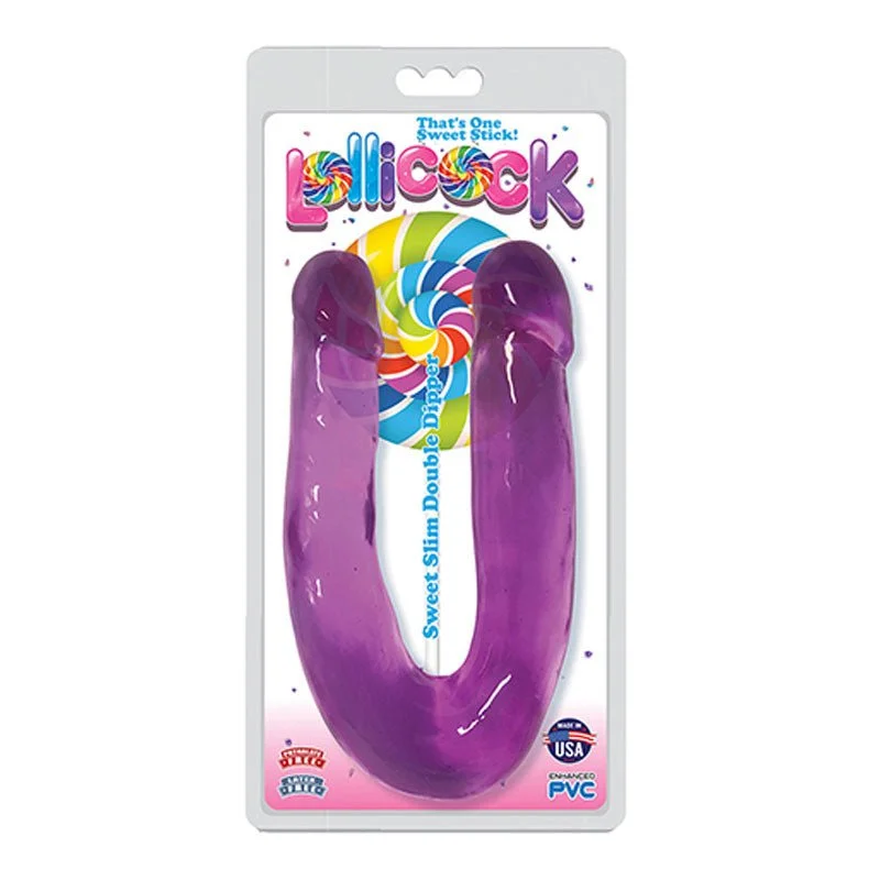 Curve Toys Lollicock Sweet Slim Double Dipper Dual Ended Dildo Grape