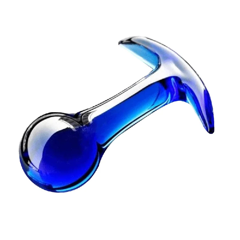 Blue Ball Glass Anal Toy Plug