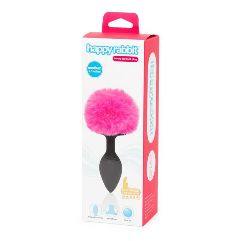 Happy Rabbit Non-Vibrating Butt Plug Medium Black/Pink