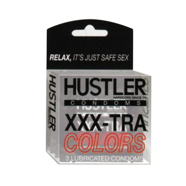 --Hustler Condom Xxx Tra-Colors,3Pk