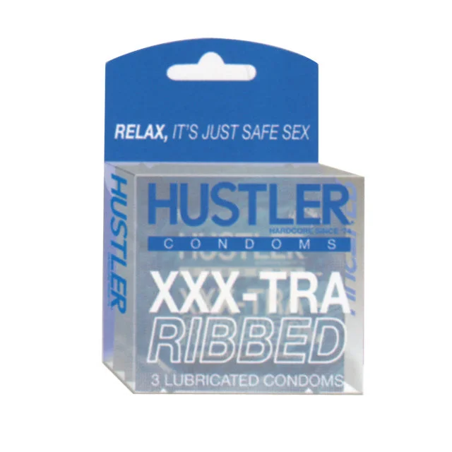 --Hustler Condom Xxx Tra-Ribbed.3Pk