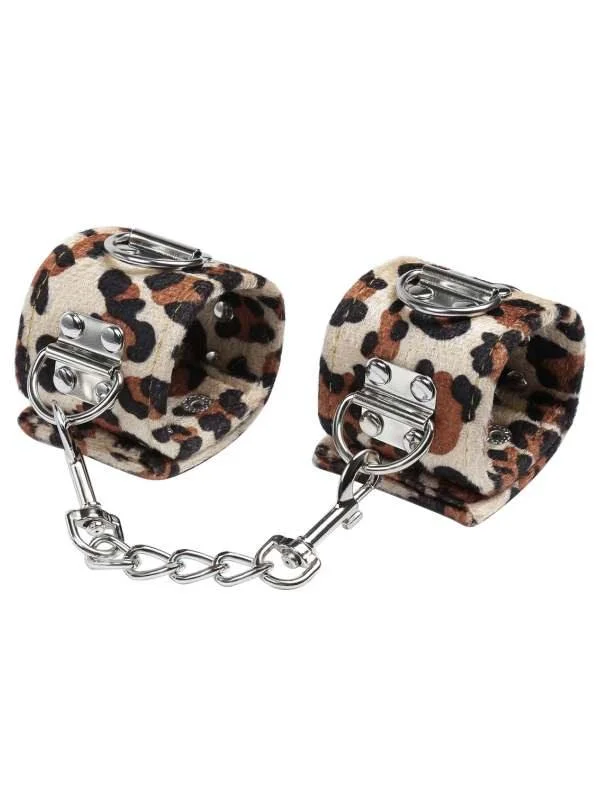 Leopard Print Snap Stud Ankle Cuffs