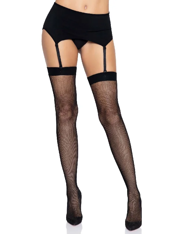 Micro Net Butterfly Backseam Thigh High - One Size - Black