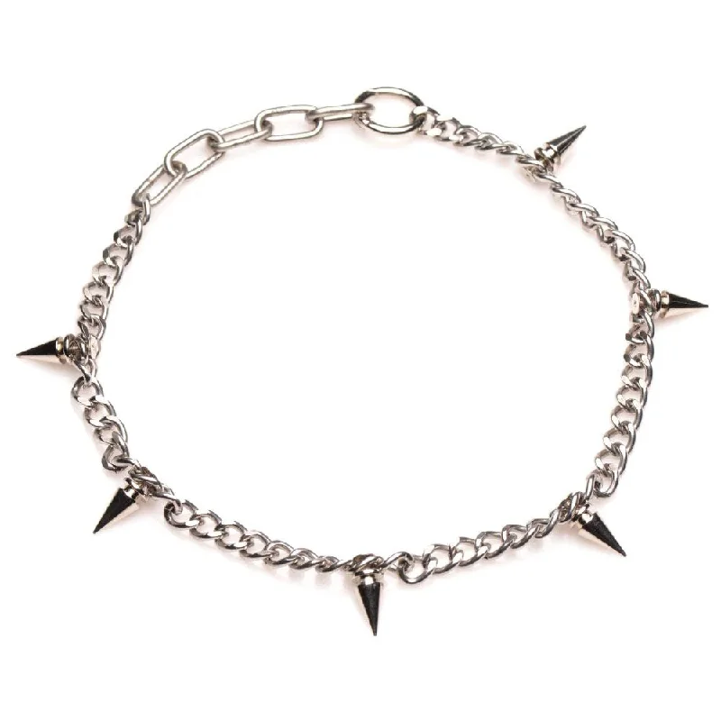 Punk Spiked Necklace Silver