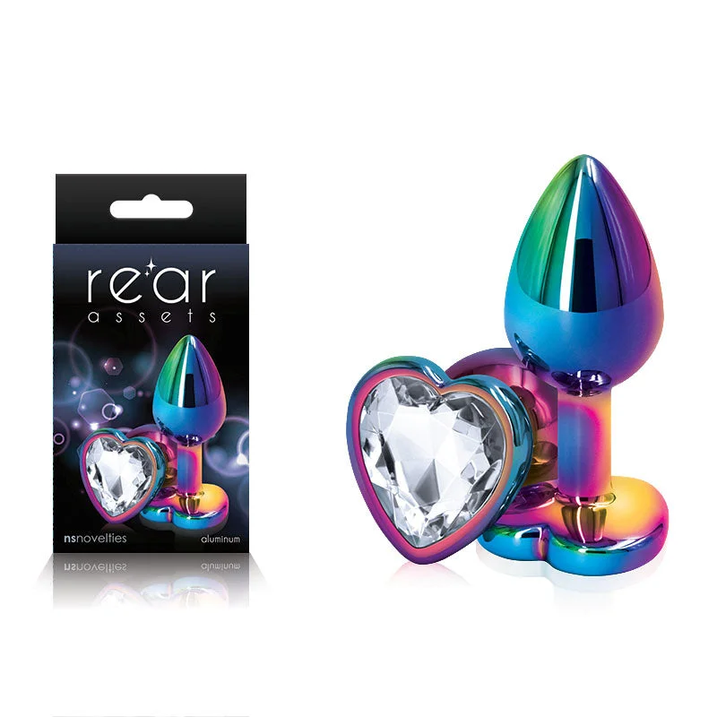 Rear Assets Multi Coloured Heart Butt Plug Clear