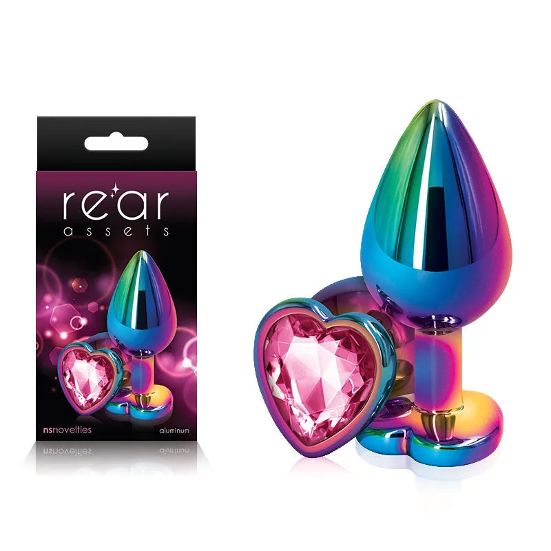 Rear Assets Multi Coloured Heart Butt Plug Medium Pink