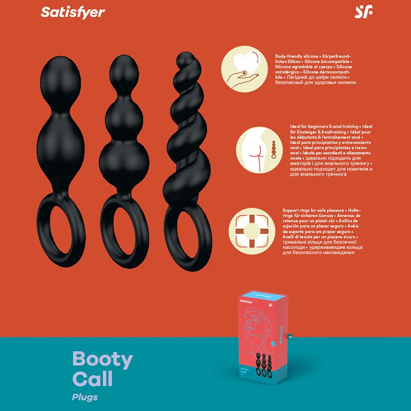 Satisfyer Booty Call Anal Bead Butt Plug Set - Black