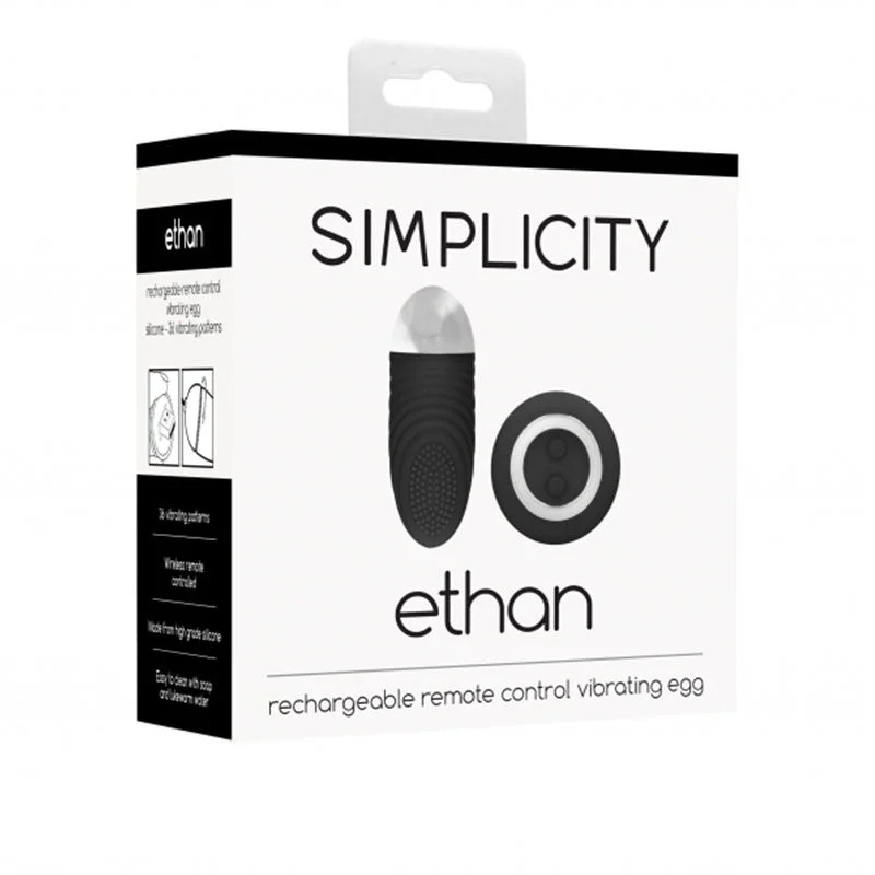 Simplicity Ethan - Rechargeable Remote Control Vibrating Egg - Black