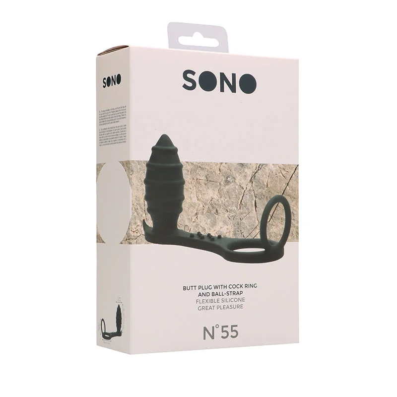 Sono No. 55 - Butt Plug with Cock Ring and Ball-Strap - Black