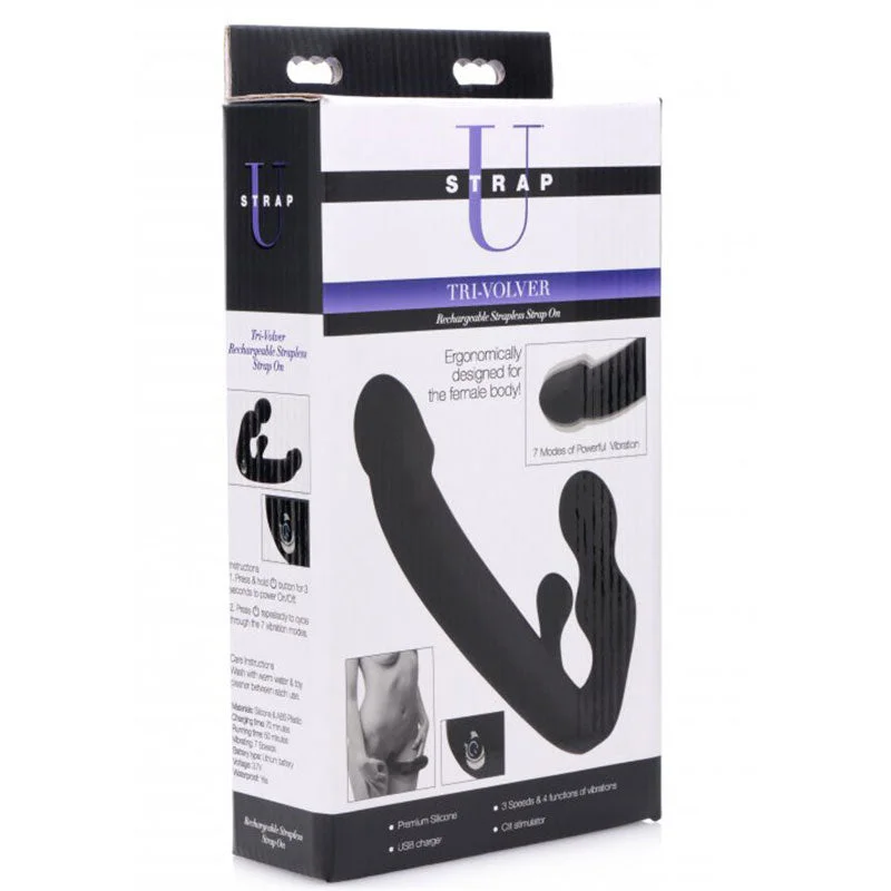 Strap U Tri-Volver Vibrating Strapless Strap On