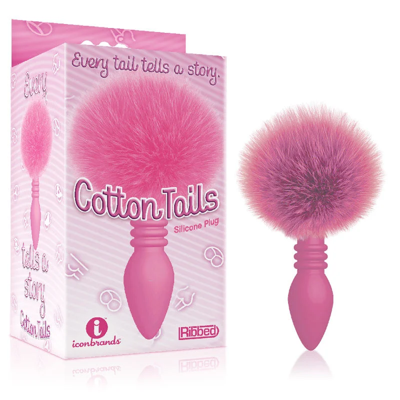 The 9's Cottontails Butt Plug, Ribbed Pink