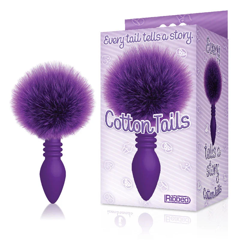 The 9's Cottontails Butt Plug, Ribbed Purple