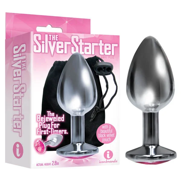 The 9's Silver Starter Bejewelled Butt Plug Pink