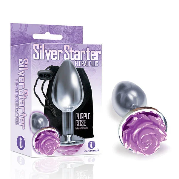 The 9's The Silver Starter Rose Butt Plug Purple