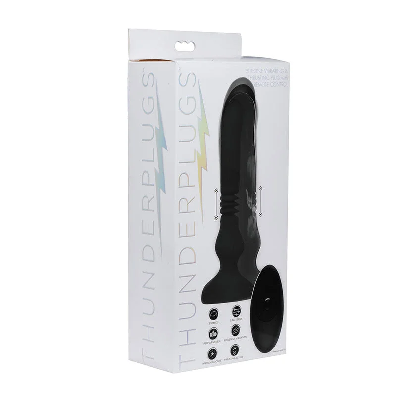 Thunder Plugs Silicone Vibrating & Thrusting Plug w/ Remote Control