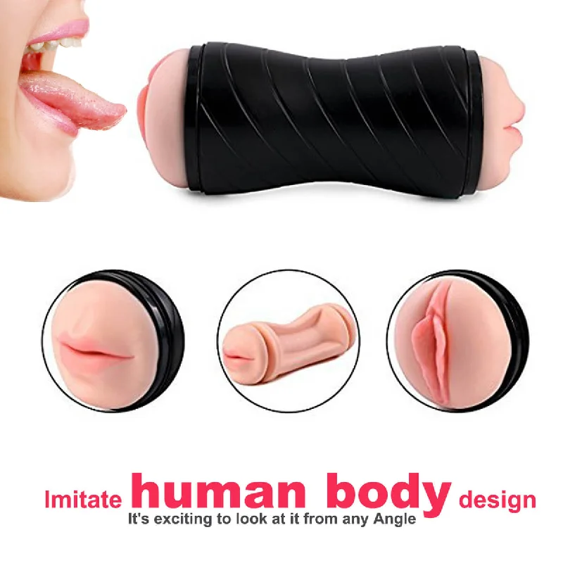 Dual Use Vagina Mouth Masturbator Realistic 3D Deep Throat Sex Toy